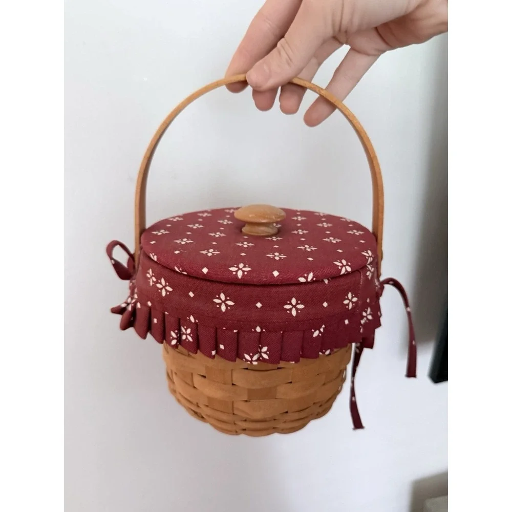 Longaberger 2000 Retired Small‎ Fruit Basket Combo #13005 Red Liner & Protector